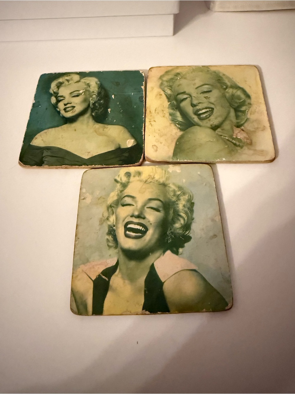 Vintage Marilyn Monroe Clay Art Coasters Set of 3 Estate Licensed